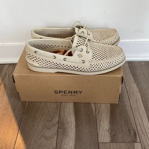 COPY - Sperry Top-Sider Men's A/O 2-Eye Laser Perf Boat Shoe, Ivory, 11.5 M US